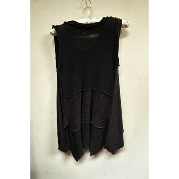 Prisa Collection Women Tunic Top Sleeveless Lagenlook Patchwork Black Brown Art - Picture 2 of 8